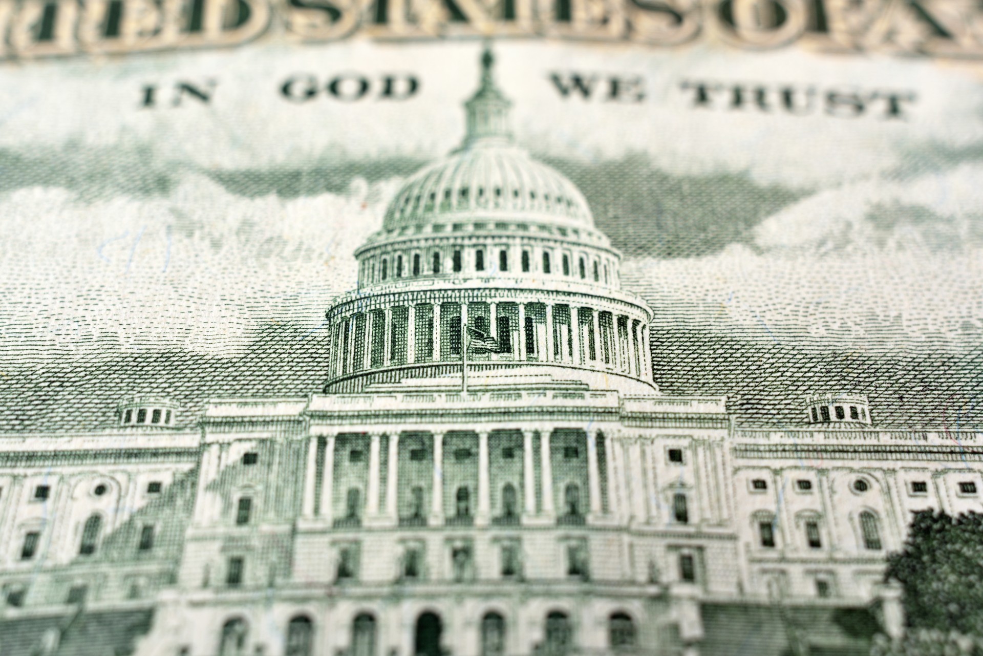 United States fifty-dollar bill with the United States Capitol building, close up