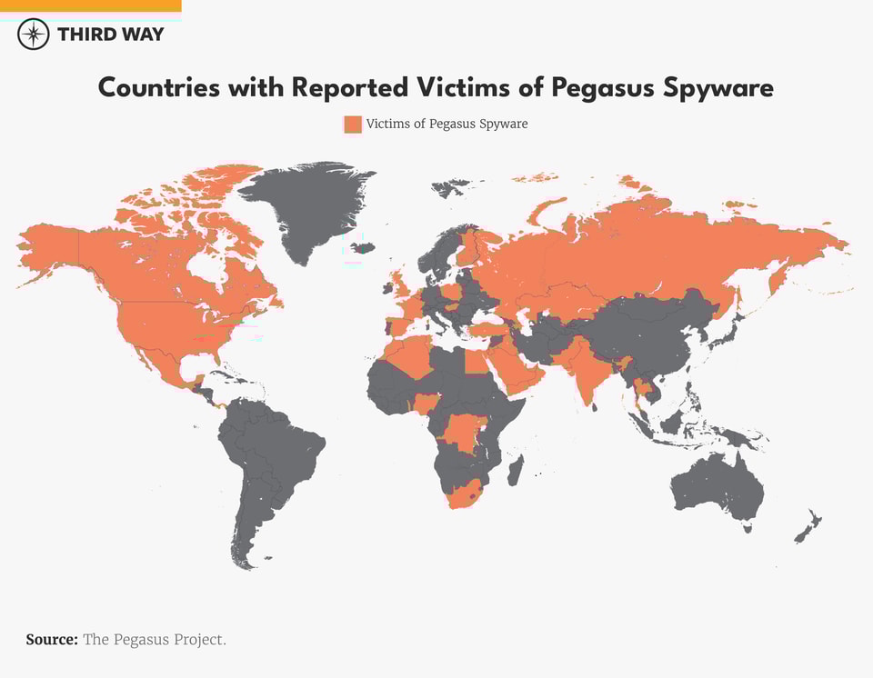 Countries with Reported Victims of Pegasus Spyware - map update white-01